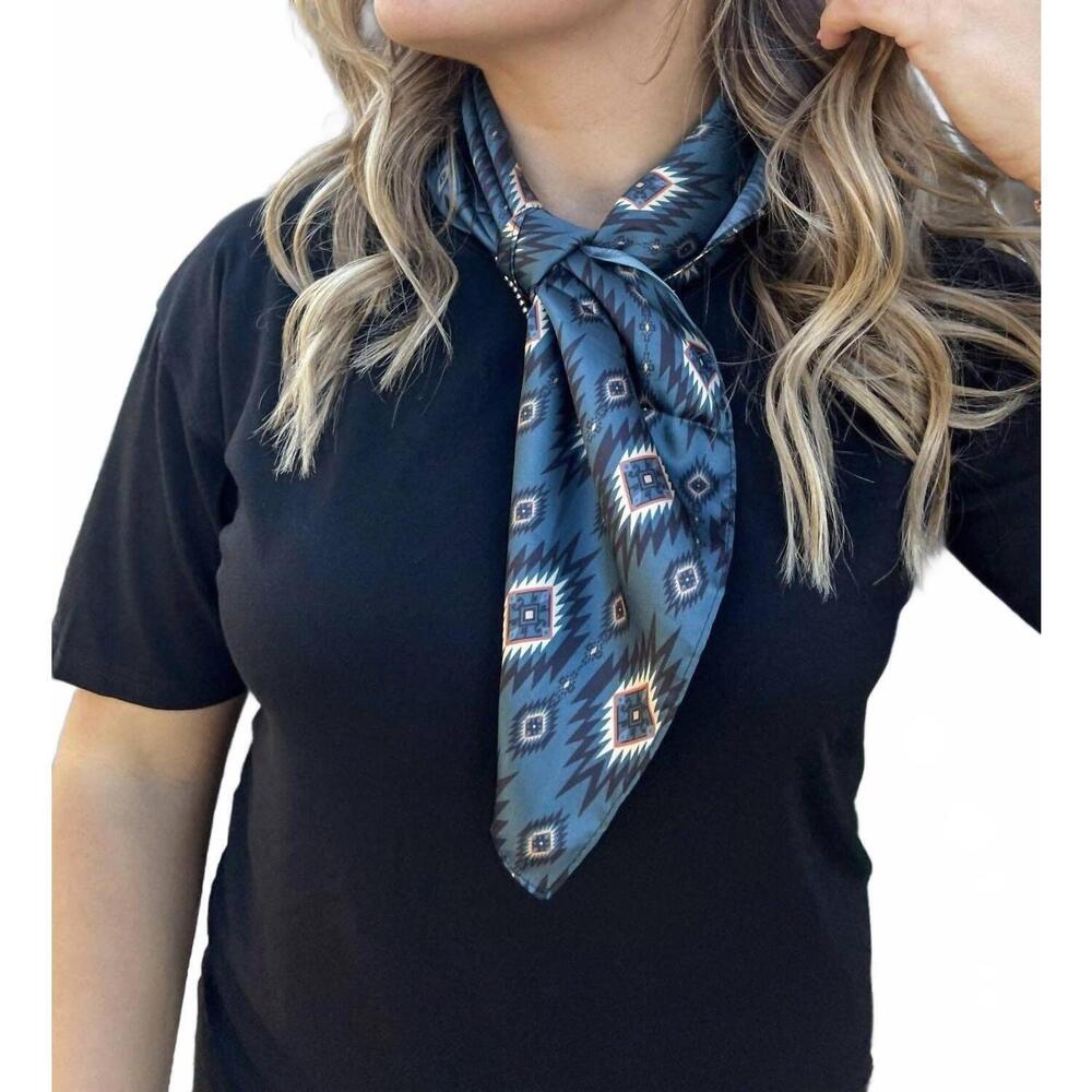 NEW ROWDY CROWD huxley wild rag scarf in blue aztec